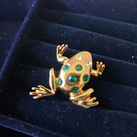 AVON VINTAGE frog Pin Brooch Rhinestone - Picture 6 of 7